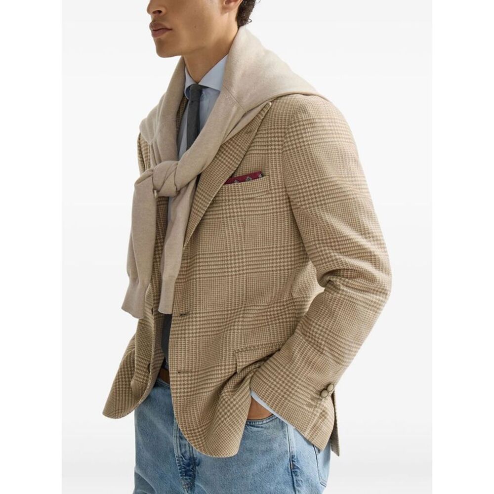 Brunello Cucinelli Men Cashmere Blend Checked Single-Breasted Blazer - Picture 6 of 6